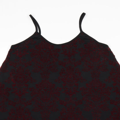 Mizumi Womens Black Floral Polyester Camisole T-Shirt Size L Scoop Neck