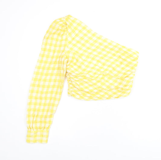 Womens UK Size M Zara Yellow Jersey Blouse