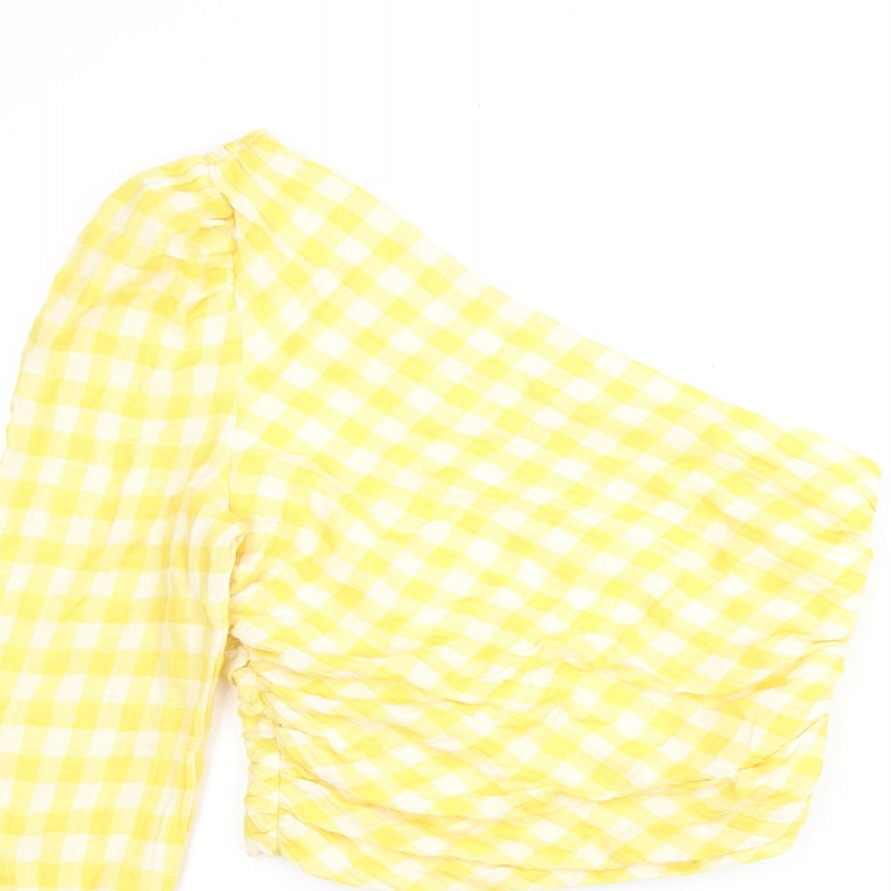 Womens UK Size M Zara Yellow Jersey Blouse