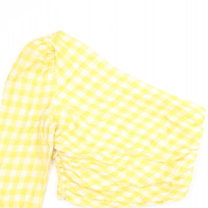Womens UK Size M Zara Yellow Jersey Blouse