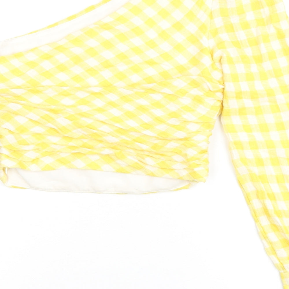 Womens UK Size M Zara Yellow Jersey Blouse