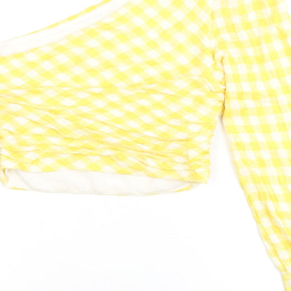 Womens UK Size M Zara Yellow Jersey Blouse
