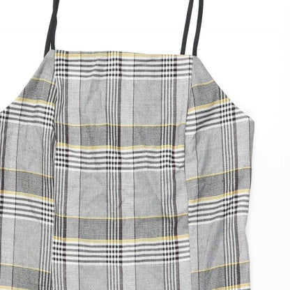 Urban Outfitters Womens Grey Plaid Polyester Mini Size L Square Neck Zip