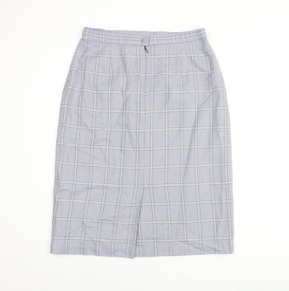 COMPLIMENTS Womens Blue Plaid Polyester Straight & Pencil Skirt Size 18 Zip