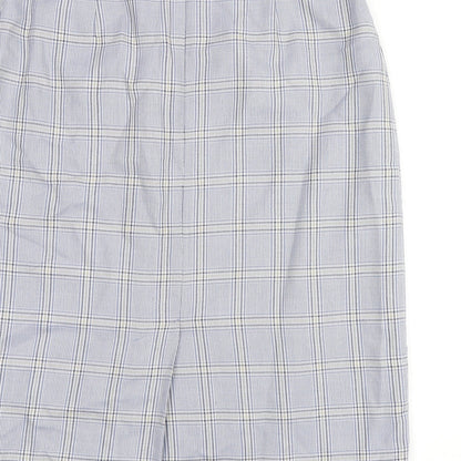 COMPLIMENTS Womens Blue Plaid Polyester Straight & Pencil Skirt Size 18 Zip