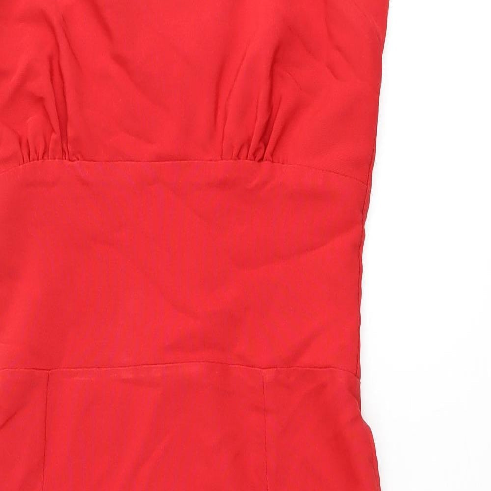 Diva Womens Red Nylon Pencil Dress Size M Halter Zip