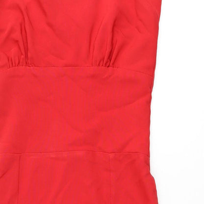 Diva Womens Red Nylon Pencil Dress Size M Halter Zip