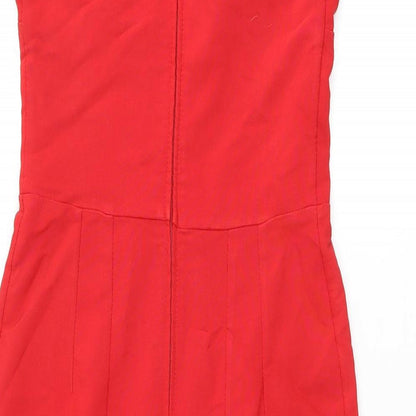 Diva Womens Red Nylon Pencil Dress Size M Halter Zip