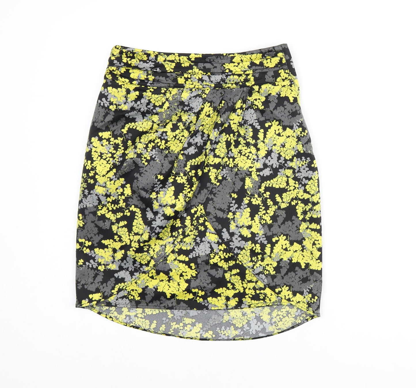 H&M Womens Black Floral Polyester Mini Skirt Size 6 Zip
