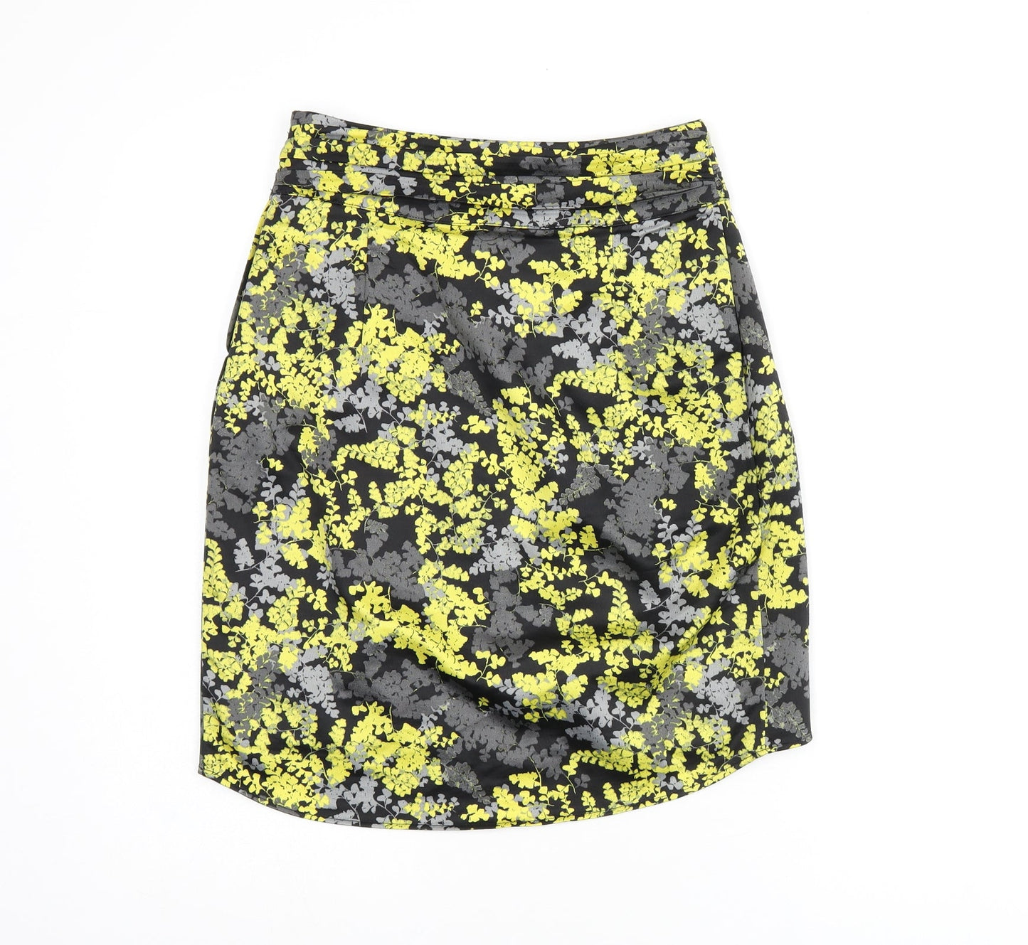 H&M Womens Black Floral Polyester Mini Skirt Size 6 Zip