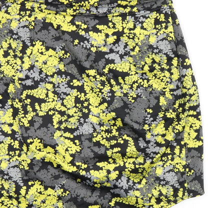 H&M Womens Black Floral Polyester Mini Skirt Size 6 Zip