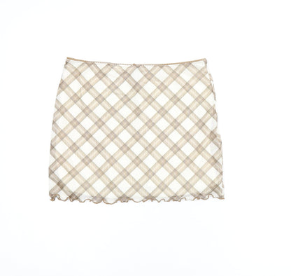 H&M Womens Beige Plaid Polyester Mini Skirt Size XS