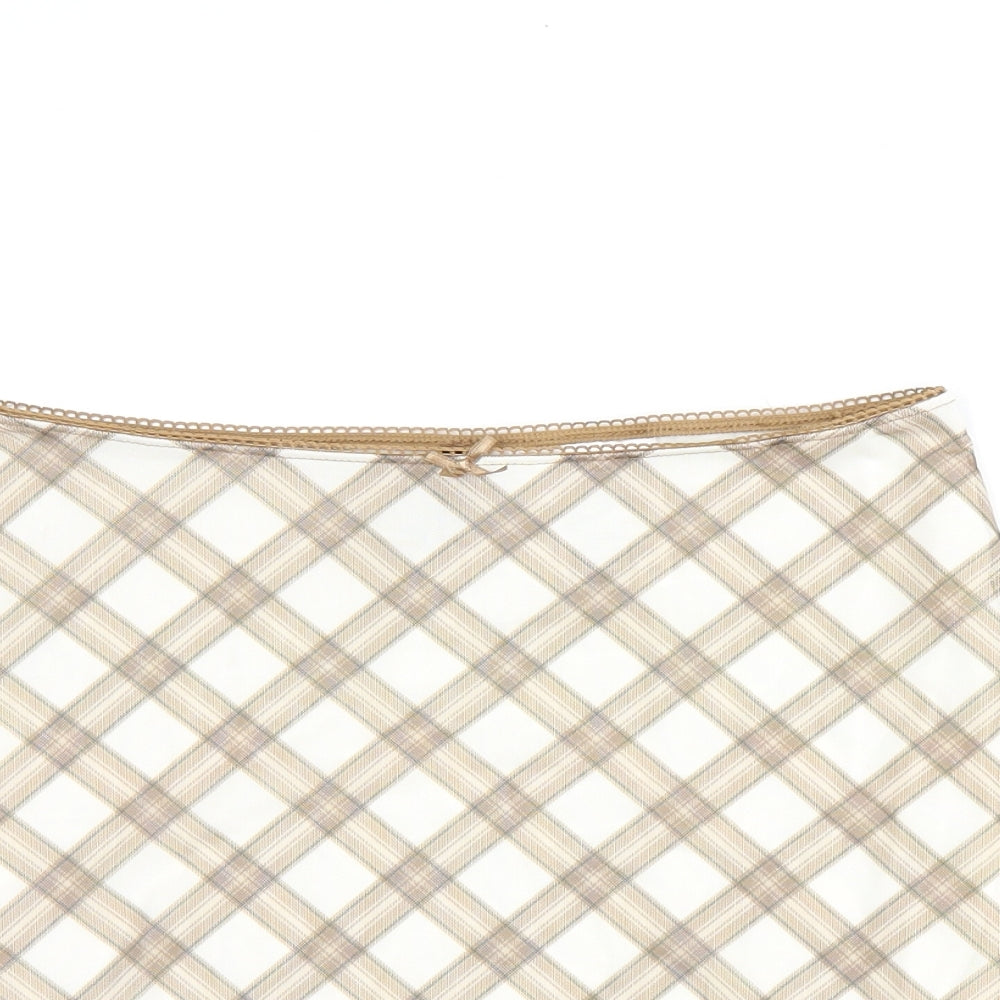 H&M Womens Beige Plaid Polyester Mini Skirt Size XS