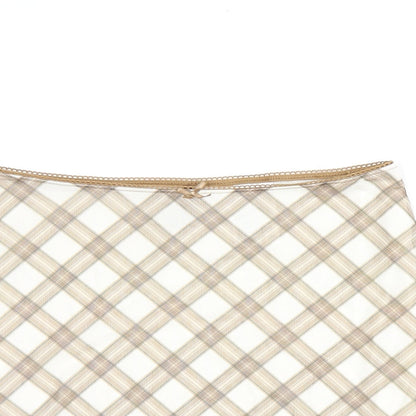 H&M Womens Beige Plaid Polyester Mini Skirt Size XS