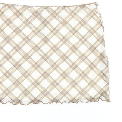 H&M Womens Beige Plaid Polyester Mini Skirt Size XS