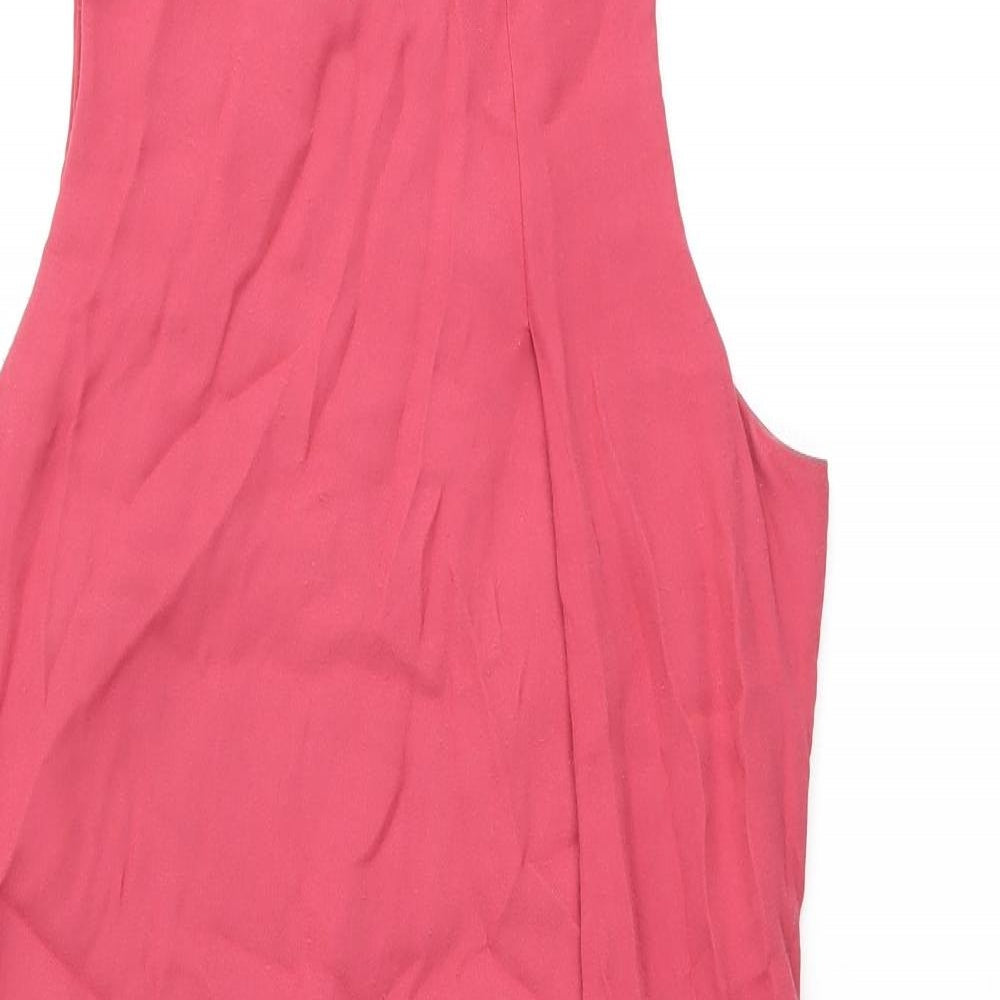 French Connection Womens Red Viscose Shift Size 10 Round Neck Zip