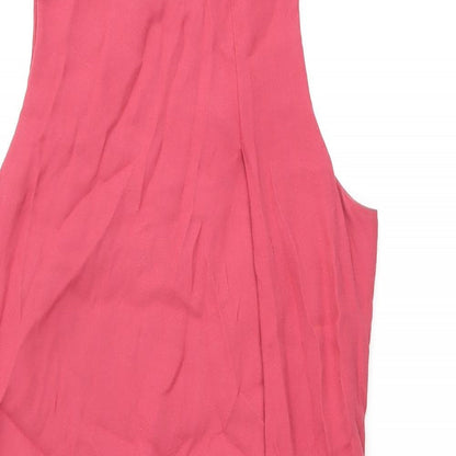 French Connection Womens Red Viscose Shift Size 10 Round Neck Zip