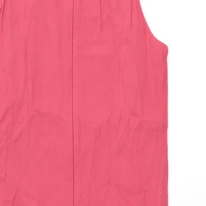 French Connection Womens Red Viscose Shift Size 10 Round Neck Zip