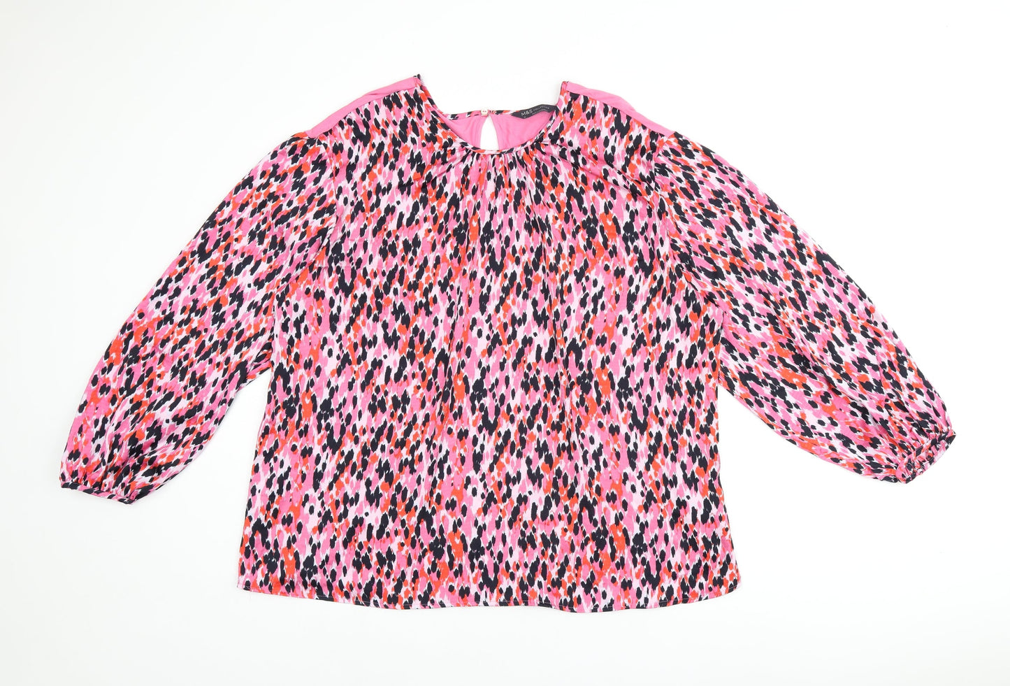 Womens UK Size 16 Marks and Spencer Pink Jersey Blouse