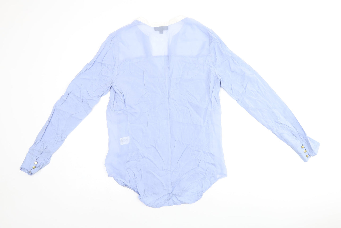 Womens UK Size 10 Warehouse Blue Jersey Button-Up