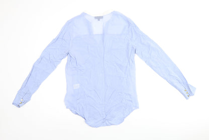 Womens UK Size 10 Warehouse Blue Jersey Button-Up