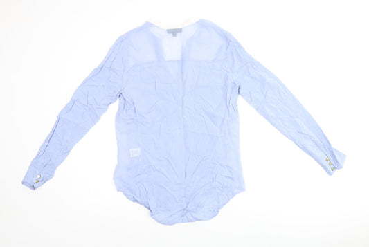 Womens UK Size 10 Warehouse Blue Jersey Button-Up