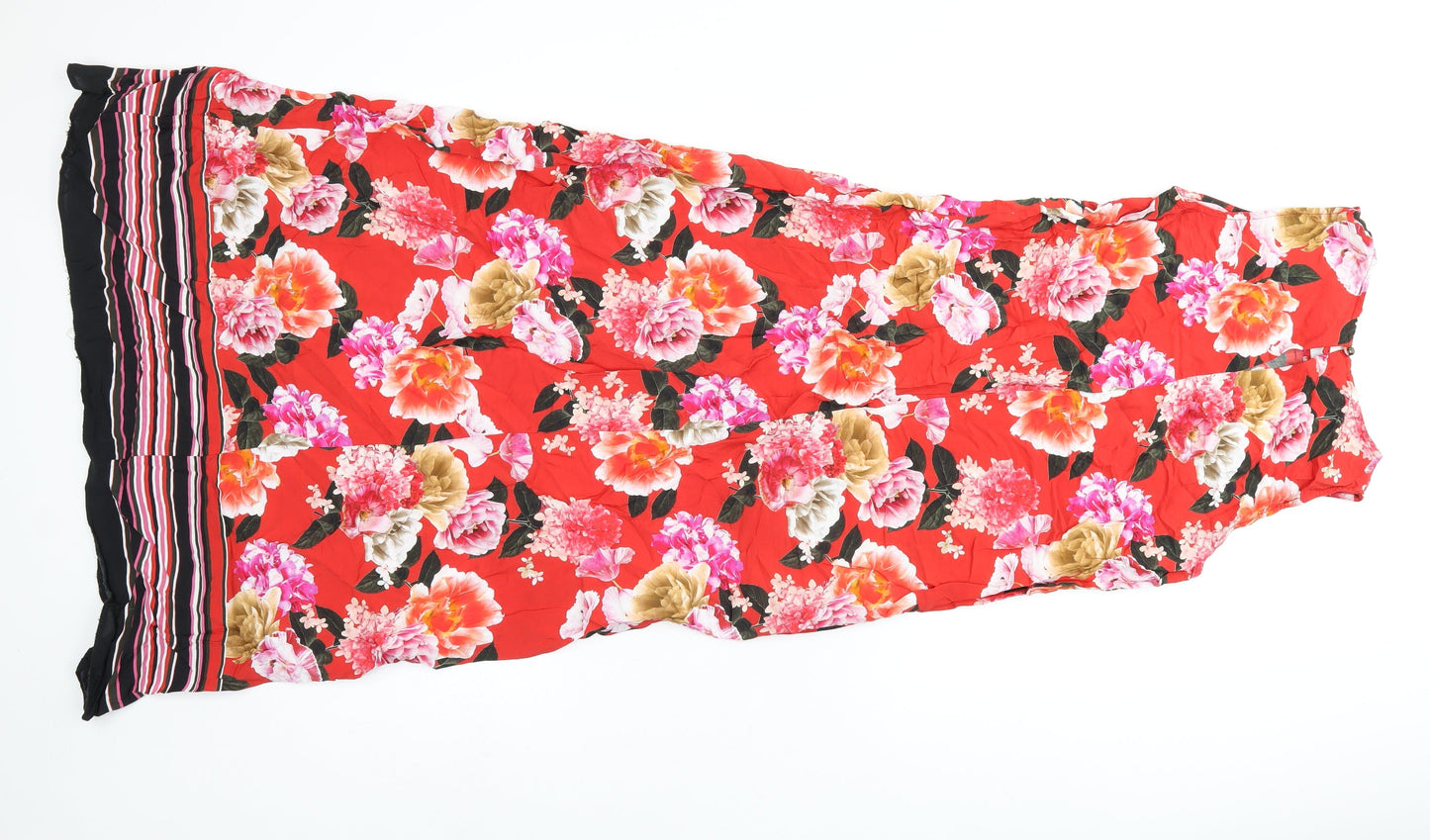 Wallis Womens Red Floral Viscose Shift Size 10 Boat Neck Button