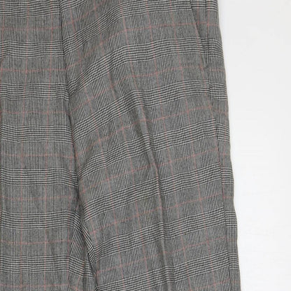 Savoy Taylors Mens Grey Plaid Wool Dress Pants Trousers Size 34 in L28 in Regular Zip