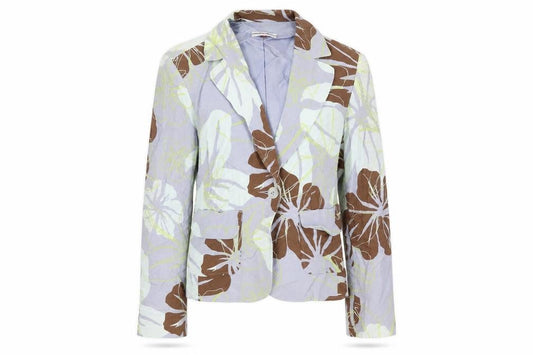 FSR Womens Blue Floral Jacket Blazer Size 10 Button