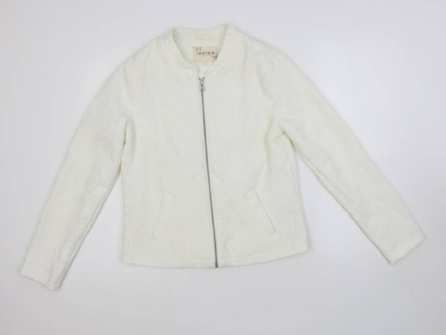 Indigo Womens Ivory Jacket Blazer Size 8 Zip - Textured