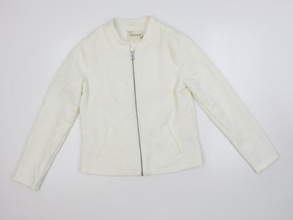 Indigo Womens Ivory Jacket Blazer Size 8 Zip - Textured