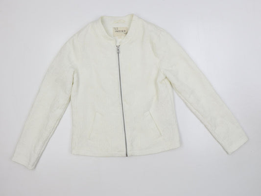Indigo Womens Ivory Jacket Blazer Size 8 Zip - Textured