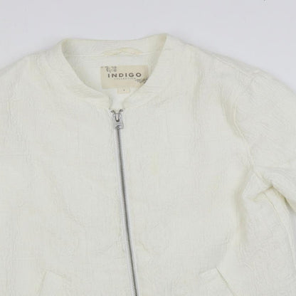 Indigo Womens Ivory Jacket Blazer Size 8 Zip - Textured