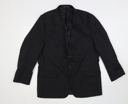 Continental Mens Black Wool Jacket Suit Jacket Size 42 Regular