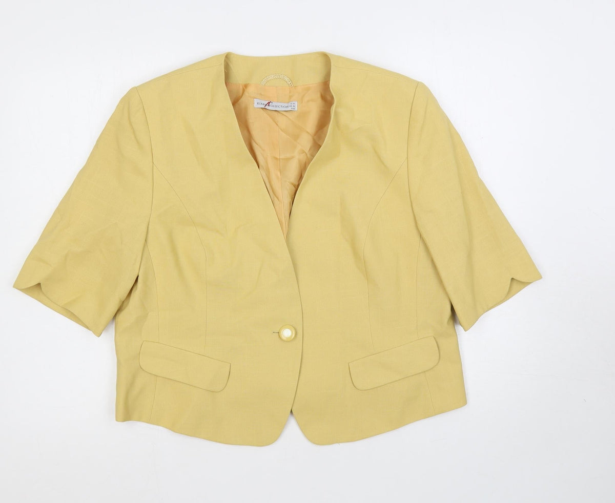 KlaraKollection Womens Yellow Jacket Blazer Size 16 Button