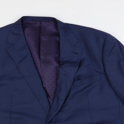 Harris & Howard Mens Blue Wool Jacket Suit Jacket Size 46 Regular