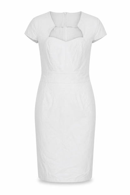Grace Karin Womens White Rayon Pencil Dress Size S Sweetheart Zip