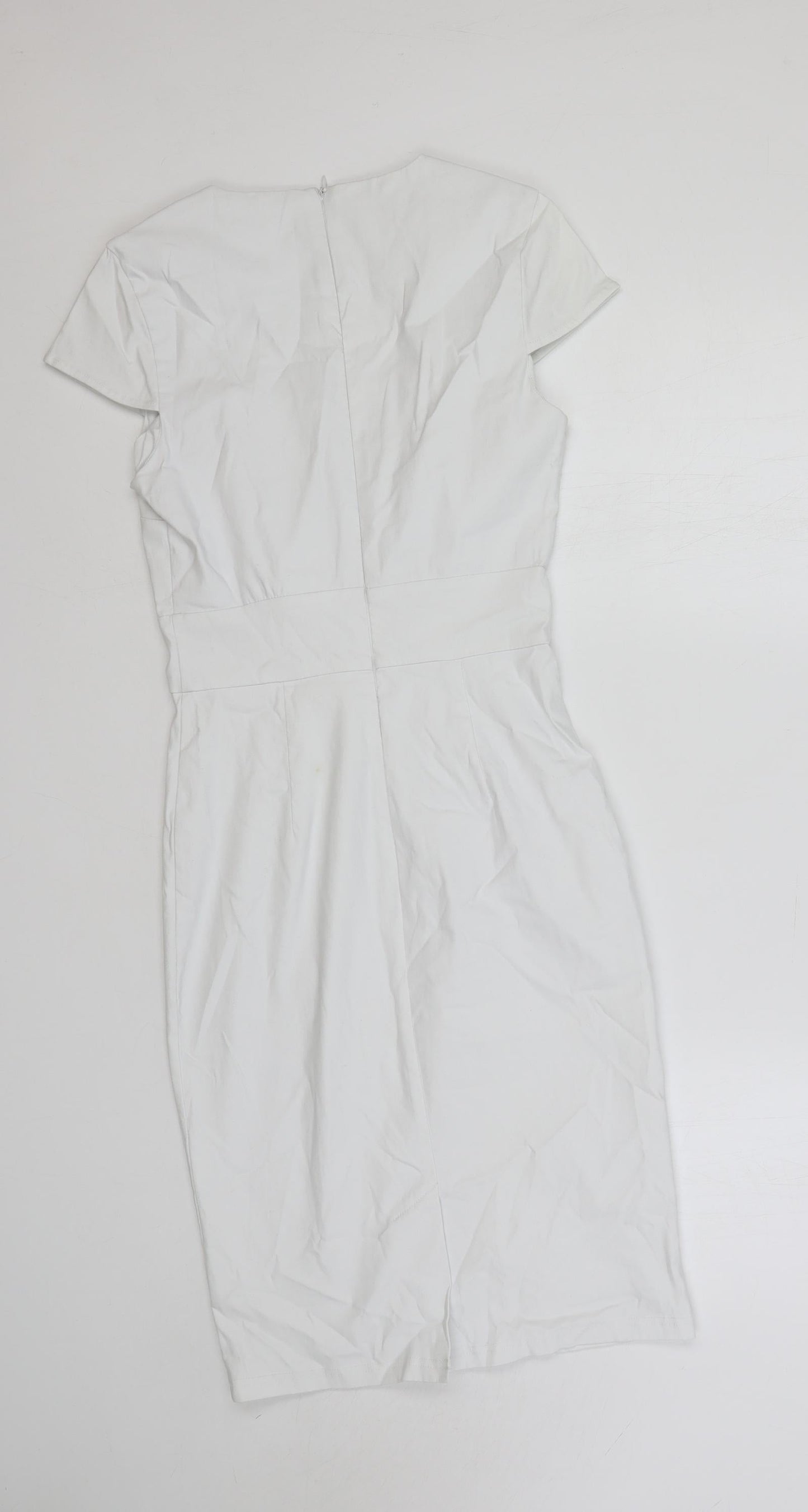 Grace Karin Womens White Rayon Pencil Dress Size S Sweetheart Zip