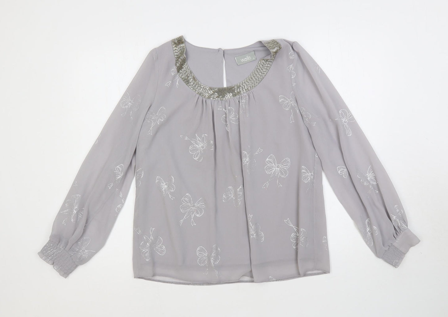 Womens UK Size S Wallis Grey Basic Blouse