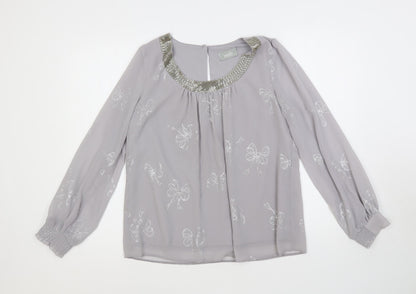 Womens UK Size S Wallis Grey Basic Blouse