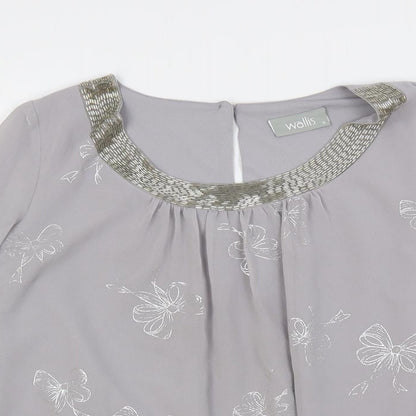 Womens UK Size S Wallis Grey Basic Blouse