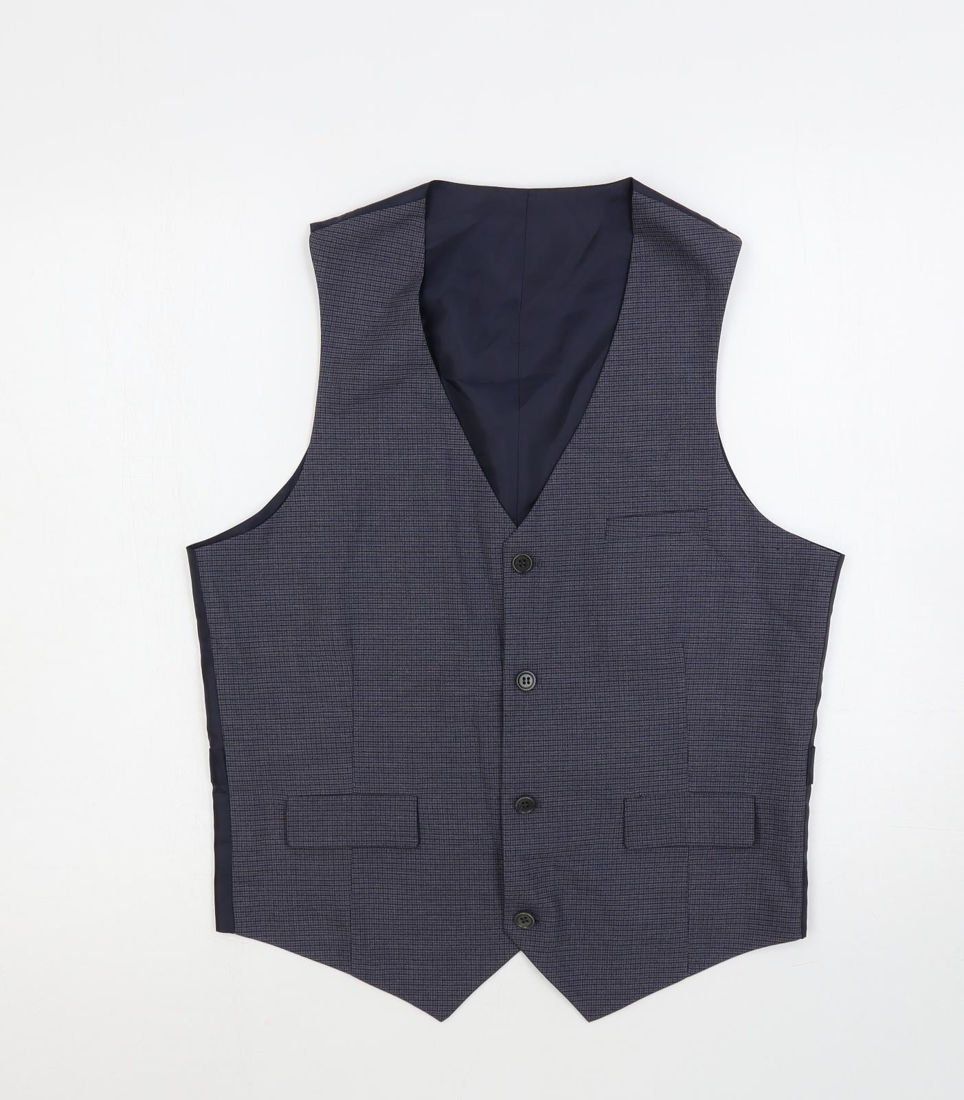 ASOS Mens Blue Polyester Jacket Suit Waistcoat Size 40 Regular