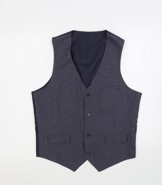ASOS Mens Blue Polyester Jacket Suit Waistcoat Size 40 Regular