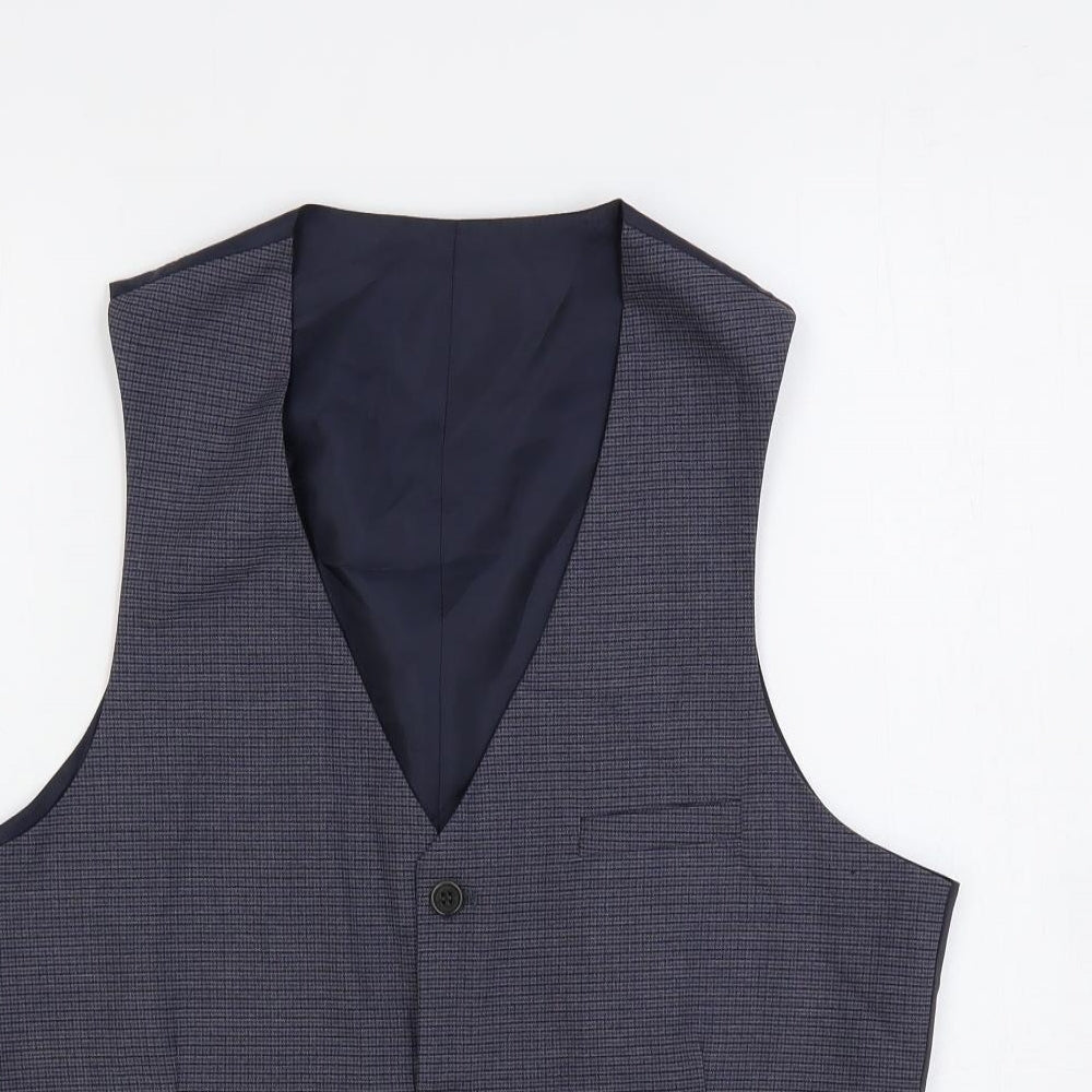 ASOS Mens Blue Polyester Jacket Suit Waistcoat Size 40 Regular