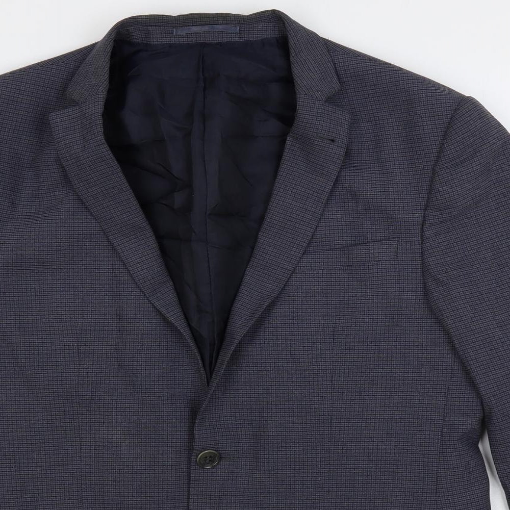 ASOS Mens Blue Geometric Polyester Jacket Suit Jacket Size 40 Regular