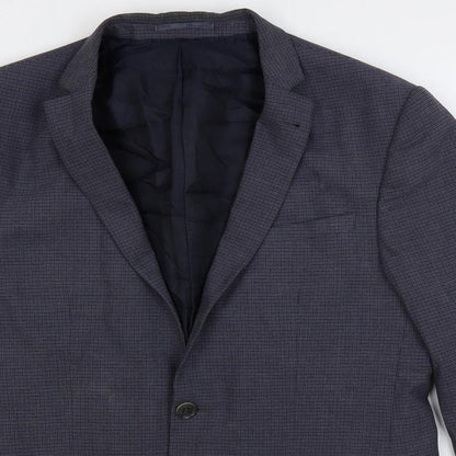 ASOS Mens Blue Geometric Polyester Jacket Suit Jacket Size 40 Regular