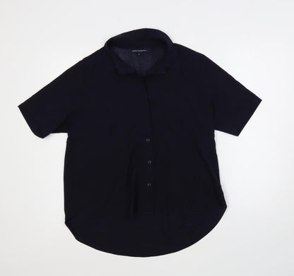 French Connection Womens Blue Polyester Basic Polo Size S Collared