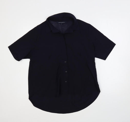French Connection Womens Blue Polyester Basic Polo Size S Collared