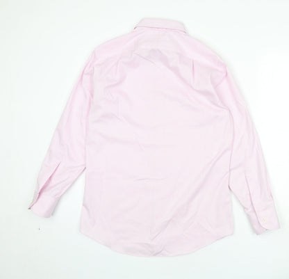 Charles Tyrwhitt Mens Pink Check Cotton Button-Up Size 15 Collared Button