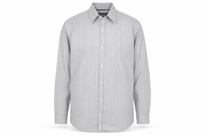 NEXT Mens Grey Striped Cotton Button-Up Size L Collared Button